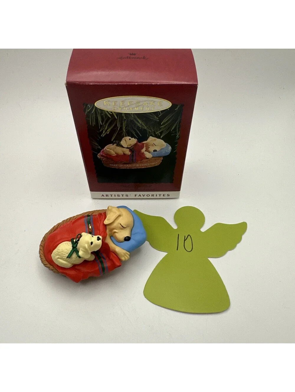 Hallmark Ornament - Wake Up Dad - Dog & Puppy Ornament - Dated 1993